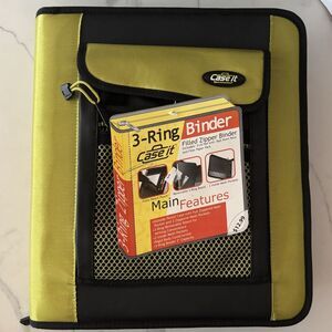 Case-It 3 Ring Binder Green & Black 2” Capacity Style D500 14x12 New With Tags